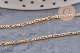 Chaine fine figaro 16K, fourniture créative, chaine bijou, création bijoux,chaine figaro,chaine dorée,1.8 mm, x 1 Mètre (G2604)