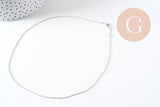 Collier Chaine fine laiton argenté boule facettes 1.2mm/45cm,chaine collier laiton argenté chaine complète avec fermoir x1 (G6201)