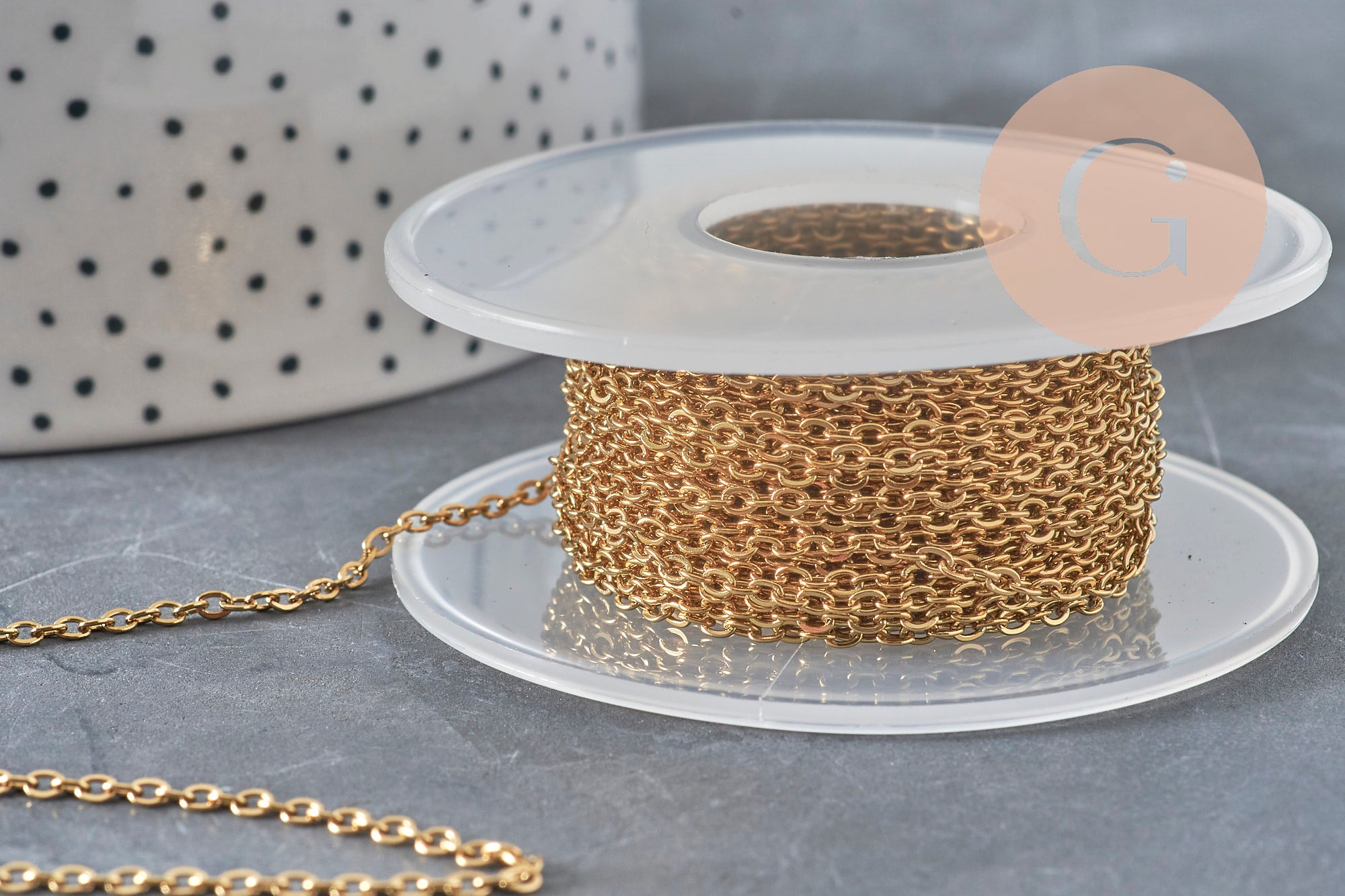Stainless steel 304 IP gold-plated curb chain 2.5mm, x1 meter (G11233)