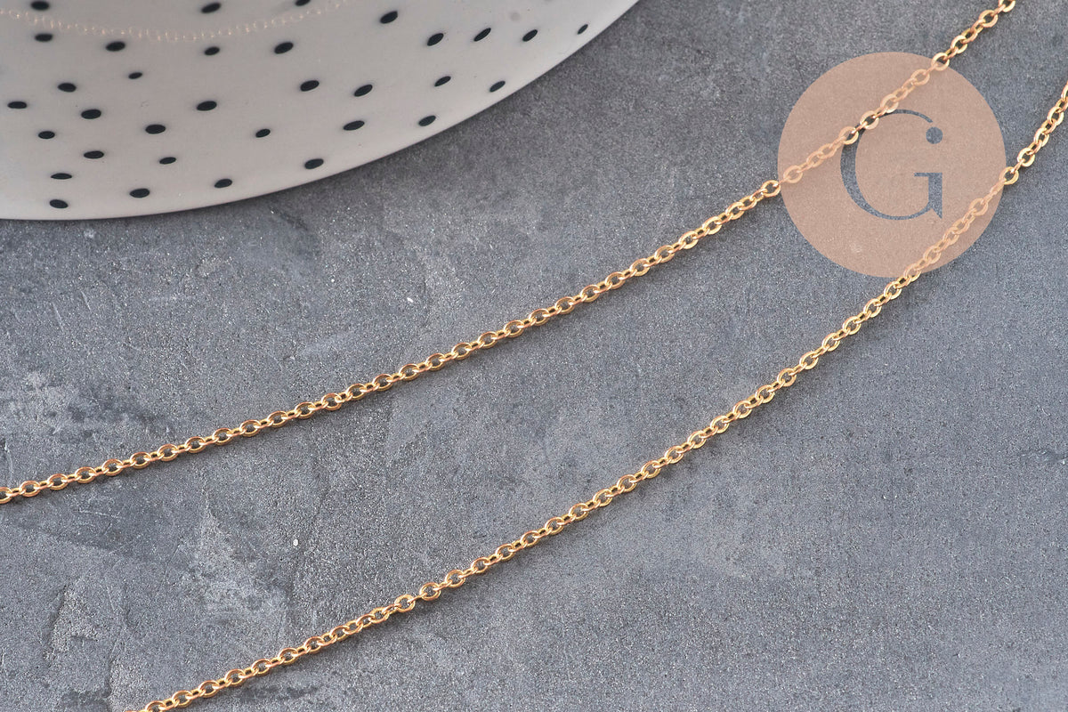 Chaîne forçat fine de 1mm en laiton brut doré, idéale pour la création de bijoux fantaisie DIY élégants.