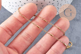 Chaine forçat tubes acier inoxydable doré IP 14K 2mm, x1 Mètre (G9790)