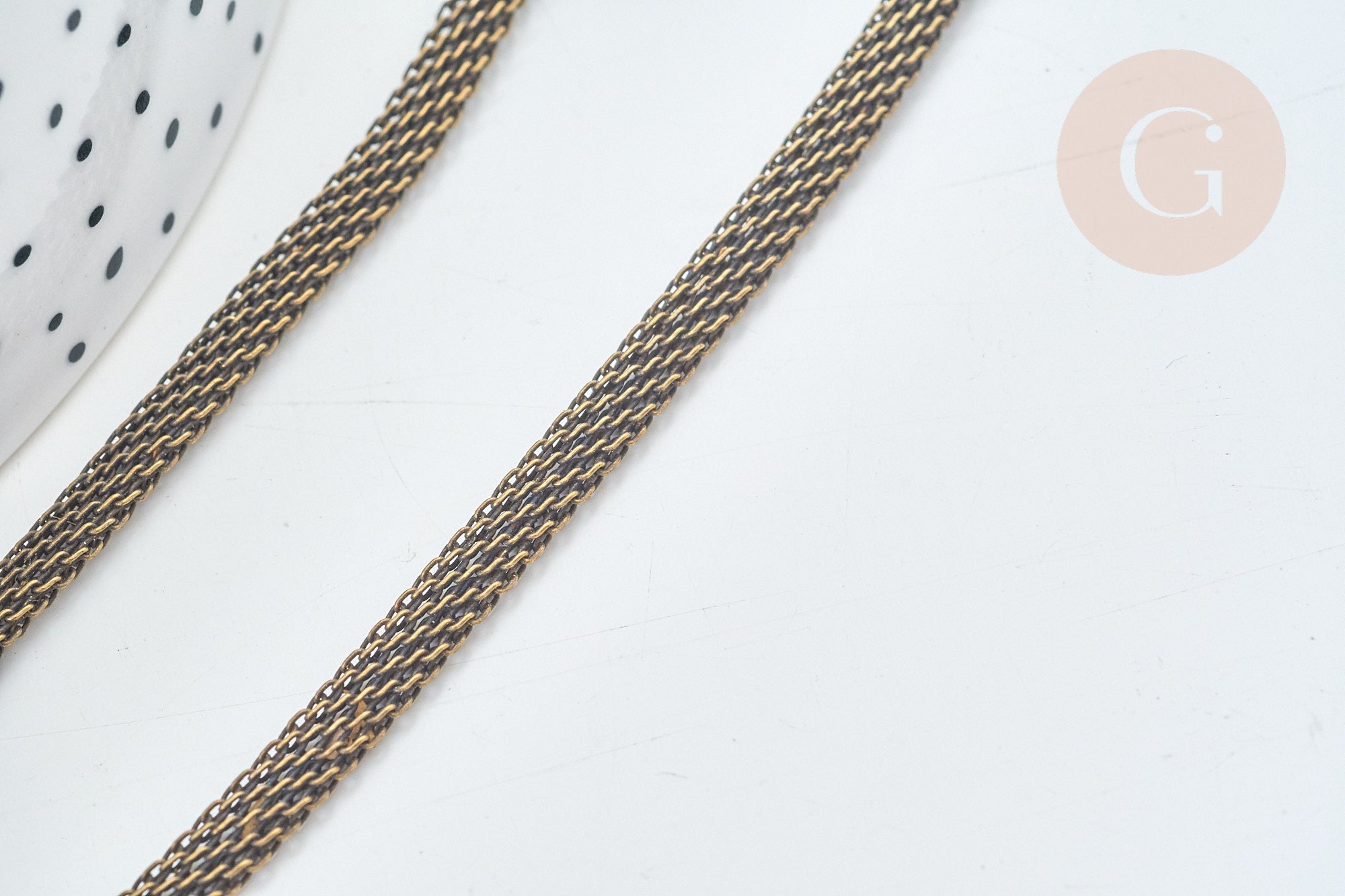 Chaine maille fantaisie fer bronze 4mm,chaine création bijoux vintage, grossiste chaine, 1 metre G7831