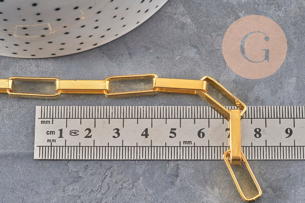 Chaine doré maille rectangle,chaine collier, chaine dorée,chaine large,19x7mm, X 1Mètre G1788