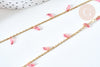 Chaine perle plexiglas facettée rose clair laiton doré 7x3mm, création de bijoux coloré DIY, x1 mètre G7819