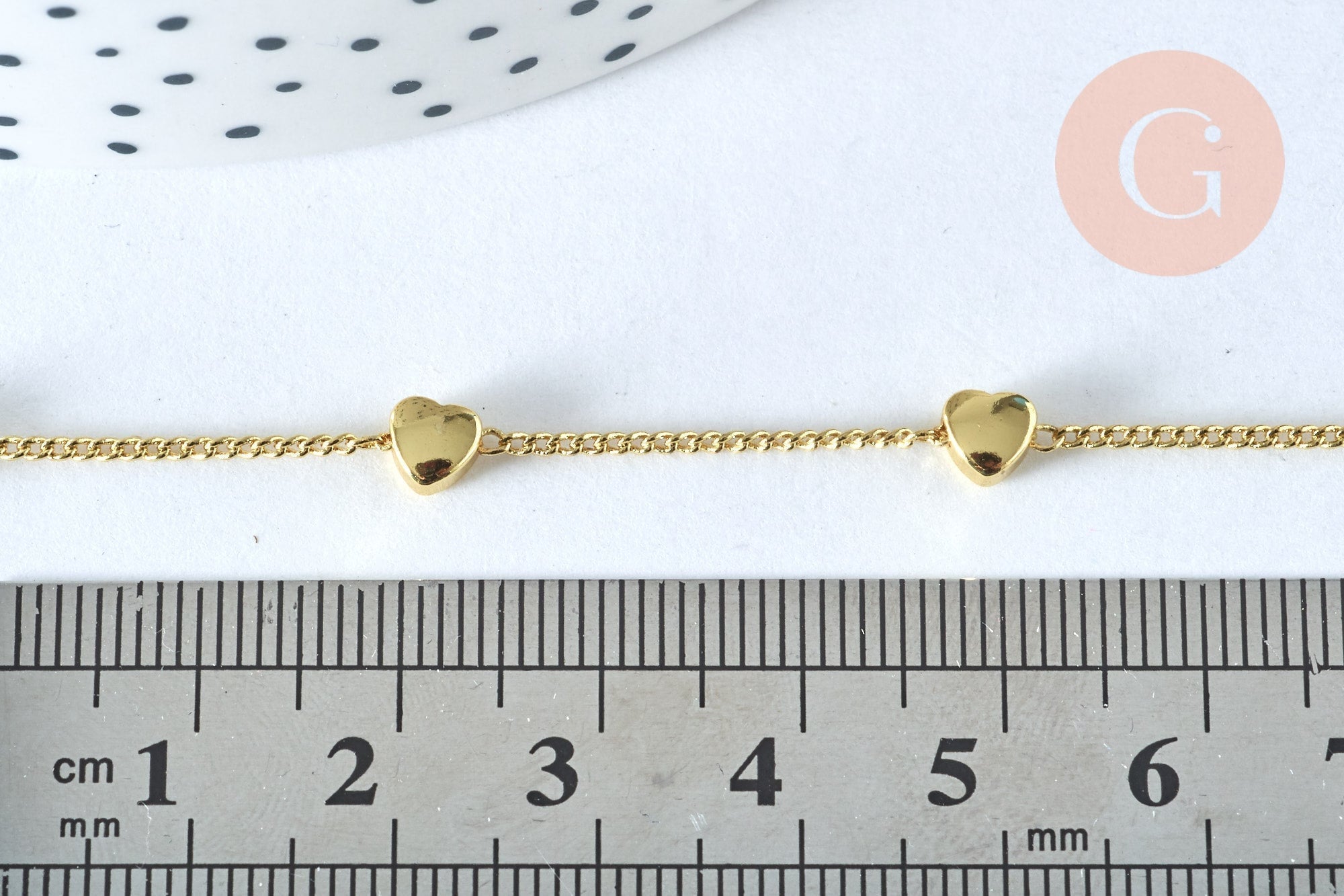 Chaine satellite coeur laiton doré 18 carats 4.5x1mm,chaine dorée x1 metre, (G6783)