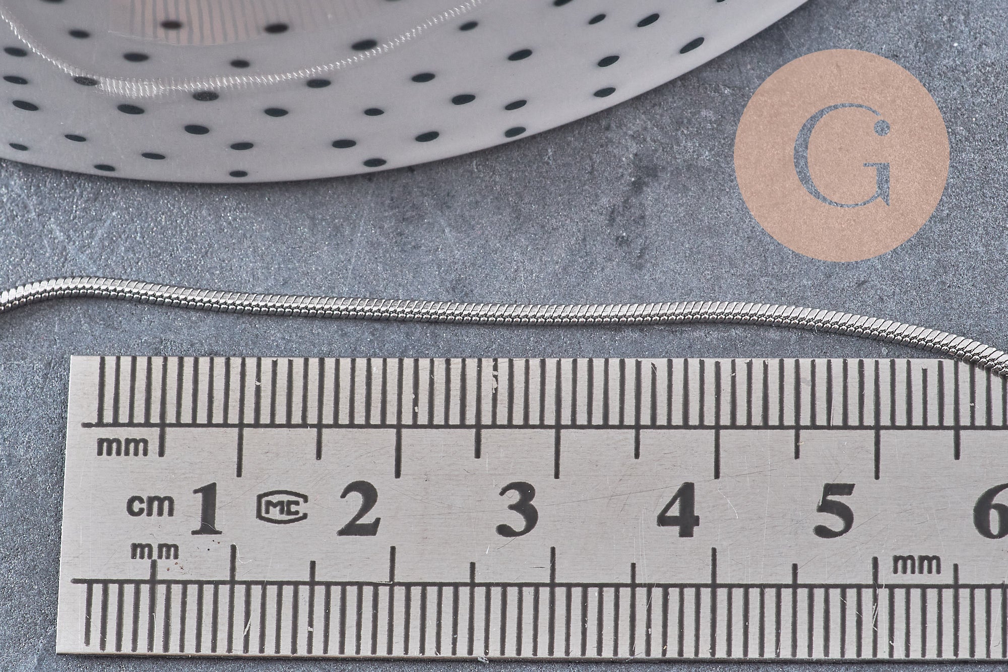 Chaine serpent fine acier 304 inoxydable platine 1.2mm, x1 mètre (G10871)