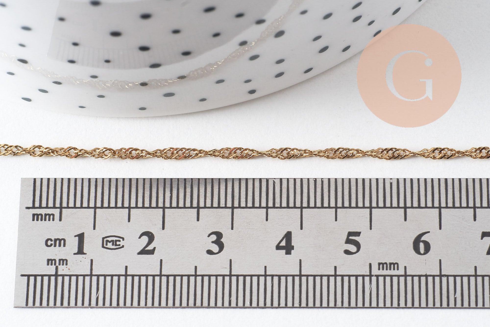 Chaine singapour acier 304 inoxydable IP doré 14k 2mm, x1 mètre (G0310)