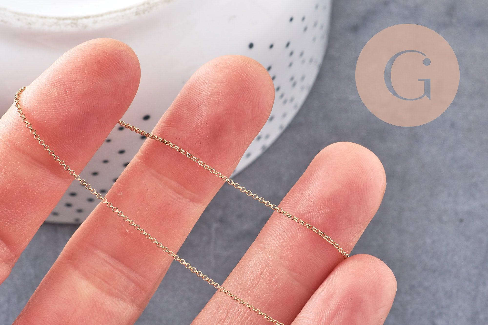 Chaine très fine Dorée rolo cuivre doré 16K 0.8mm, x1 Mètre (G1364)