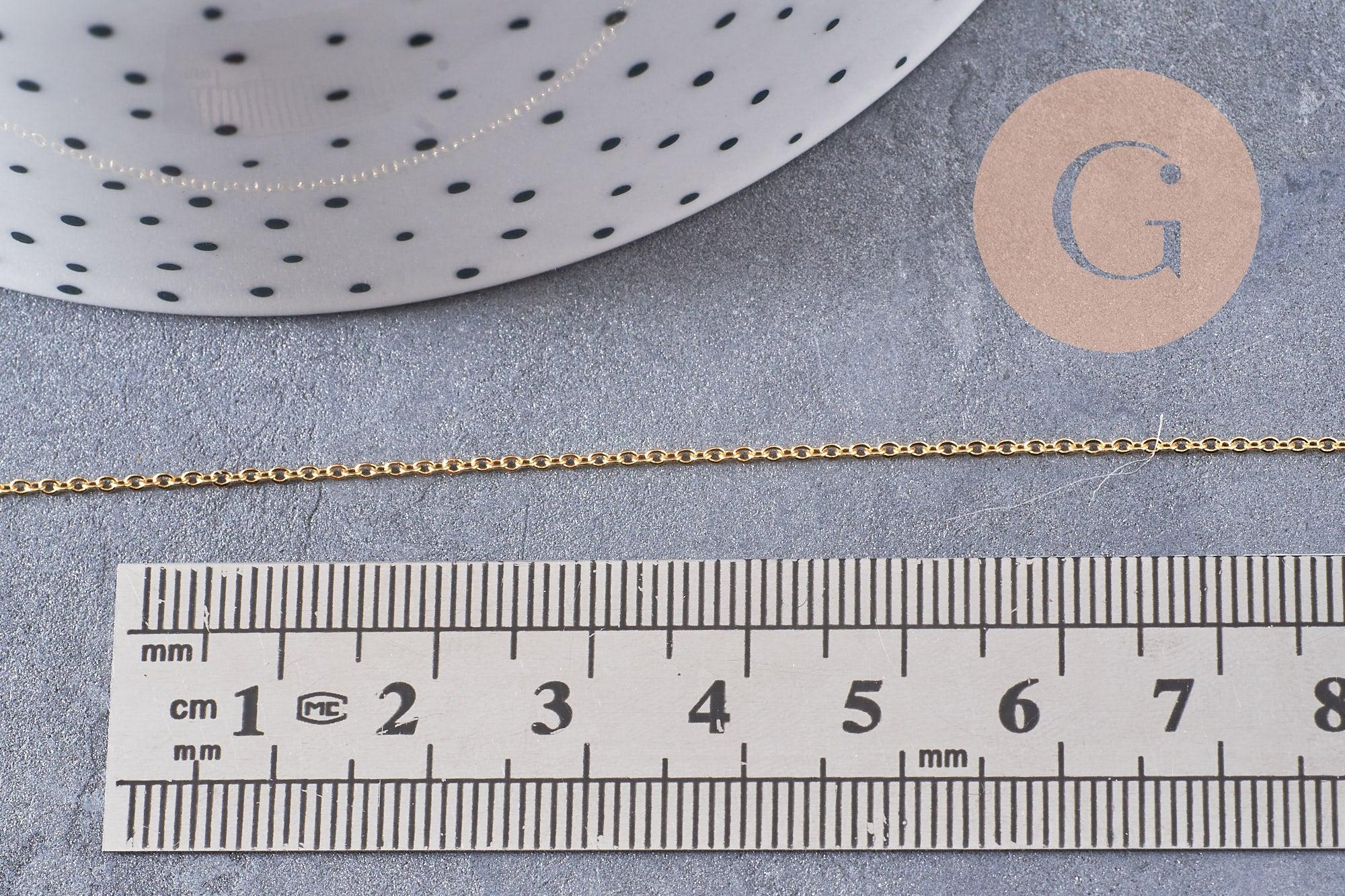 Chaine très fine laiton doré forçat 1.2mm 16K, x1 ou x5 Mètres (G0604)