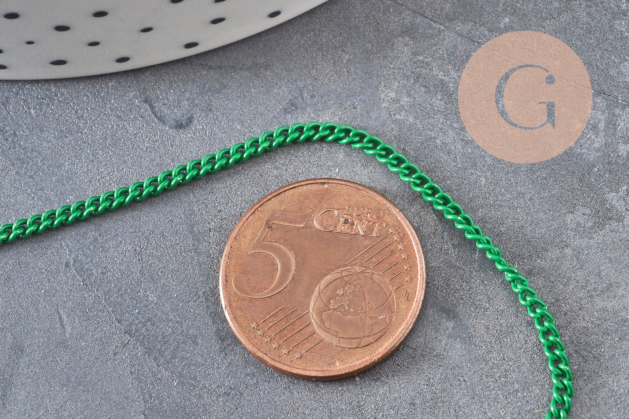 Chaine verte maille plate 1.5mm, x 5metres (G2674)