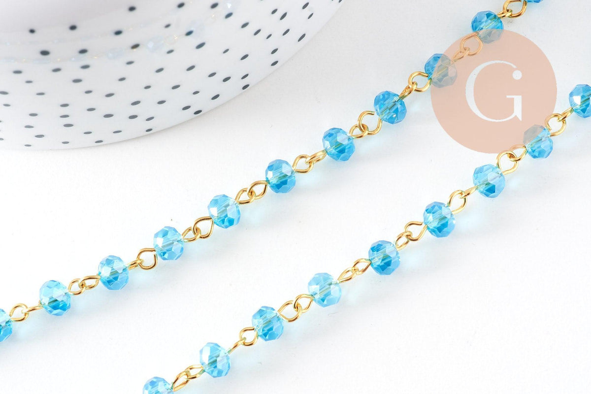 Chaines dorées perles crista l6x4mm, x1 (G6117)