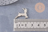 Charm Biche couleur platine 1.5mm, pendentif animal, x5 (G1729)