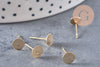 Clous-puces oreille avec plateau acier inoxydable 304 doré 6mm, x10 (G2568)