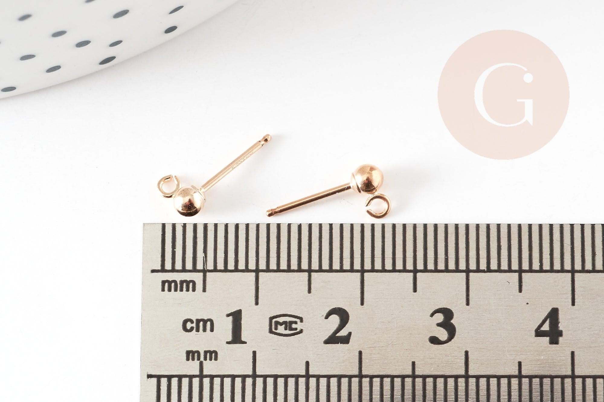 Clous-puces oreille boule Gold Filled anneau 5mm, x2 (G9244)