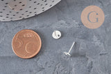 Round 304 Stainless Steel Ear Studs, Silver Plated 925 Textured 12mm, Pair (G11189)