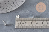 Round 304 Stainless Steel Ear Studs, Silver Plated 925 Textured 12mm, Pair (G11189)