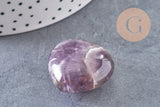 Coeur améthyste Pointe, améthyste naturelle roulée, pierre semi-precieuse, séance lithothérapie, 31mm, x1 G5614
