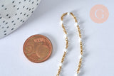 Collier Chaine acier 304 inoxydable doré 14k résine blanche 2mm-45cm, x1 (G1732)