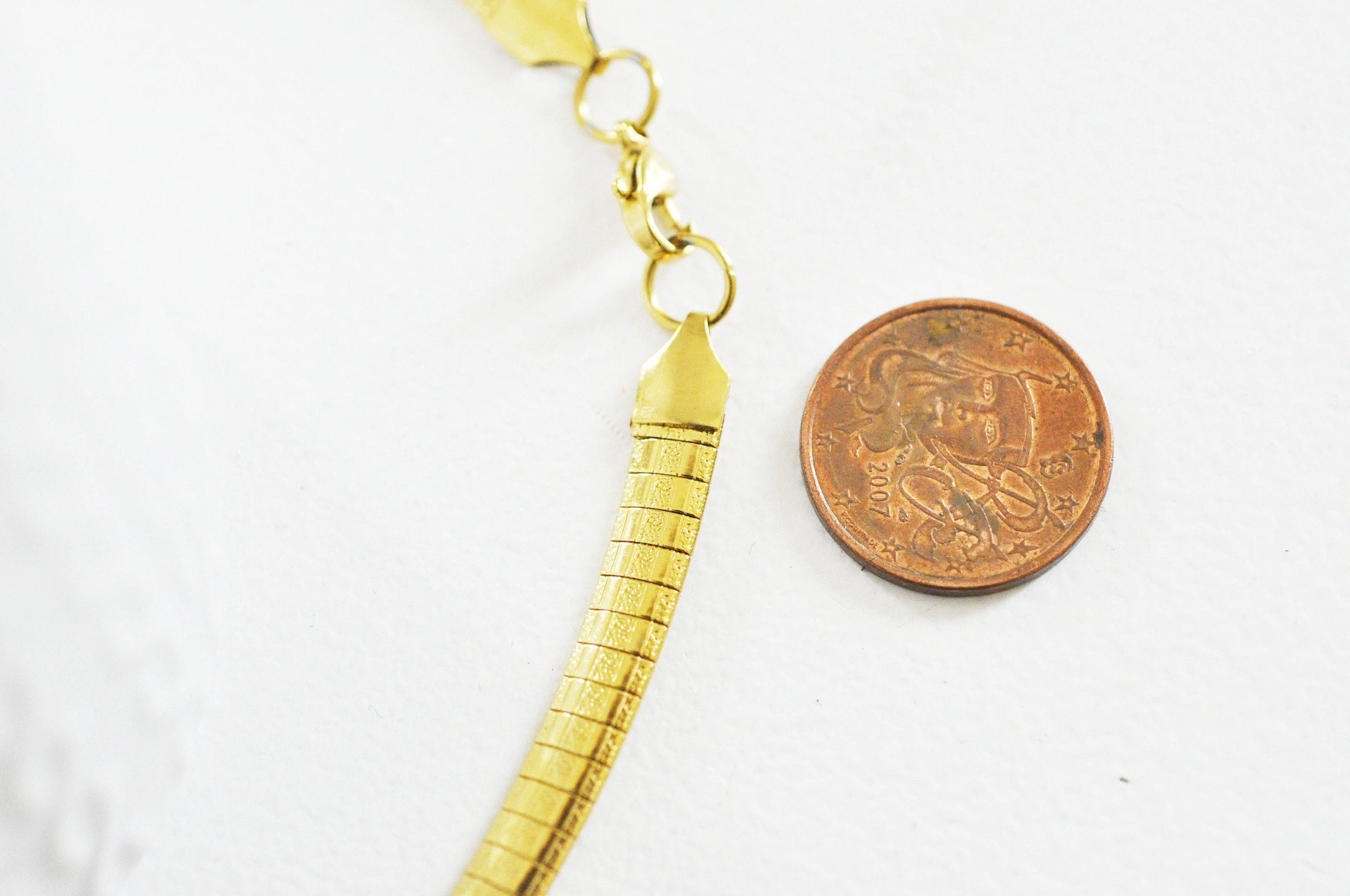 Collier Chaine acier dorée 14k serpent,sans nickel,chaine fantaisie,acier, chaine complète,6mm,45cm x1 (G5353)