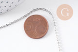 Collier Chaine avec fermoir platine forçat 1.6mm/70cm, x1 (G4782)