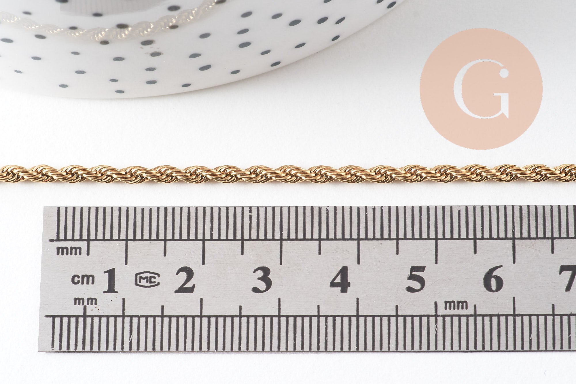 Collier Chaine avec fermoir torsadée acier inoxydable doré 14k 2.5mm/50cm x1 (G1474)