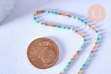 Collier Chaine complète acier doré perles rocaille multicolores artisanales, création collier acier inoxydable doré,40.7cm, x1 G5407