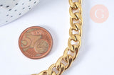 Collier Chaine complète maille cubaine acier inoxydable doré 304 - 75.4cm, x1 (G6940)