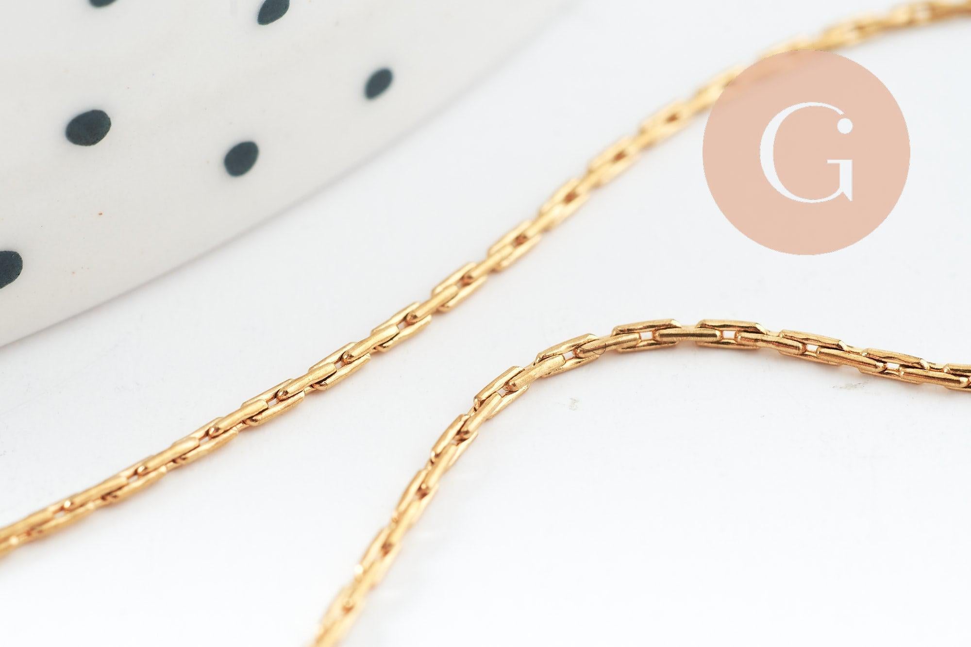 Collier Chaine complète serpent acier inoxydable 304 dorée 1mm-45cm, x1 (G10113)