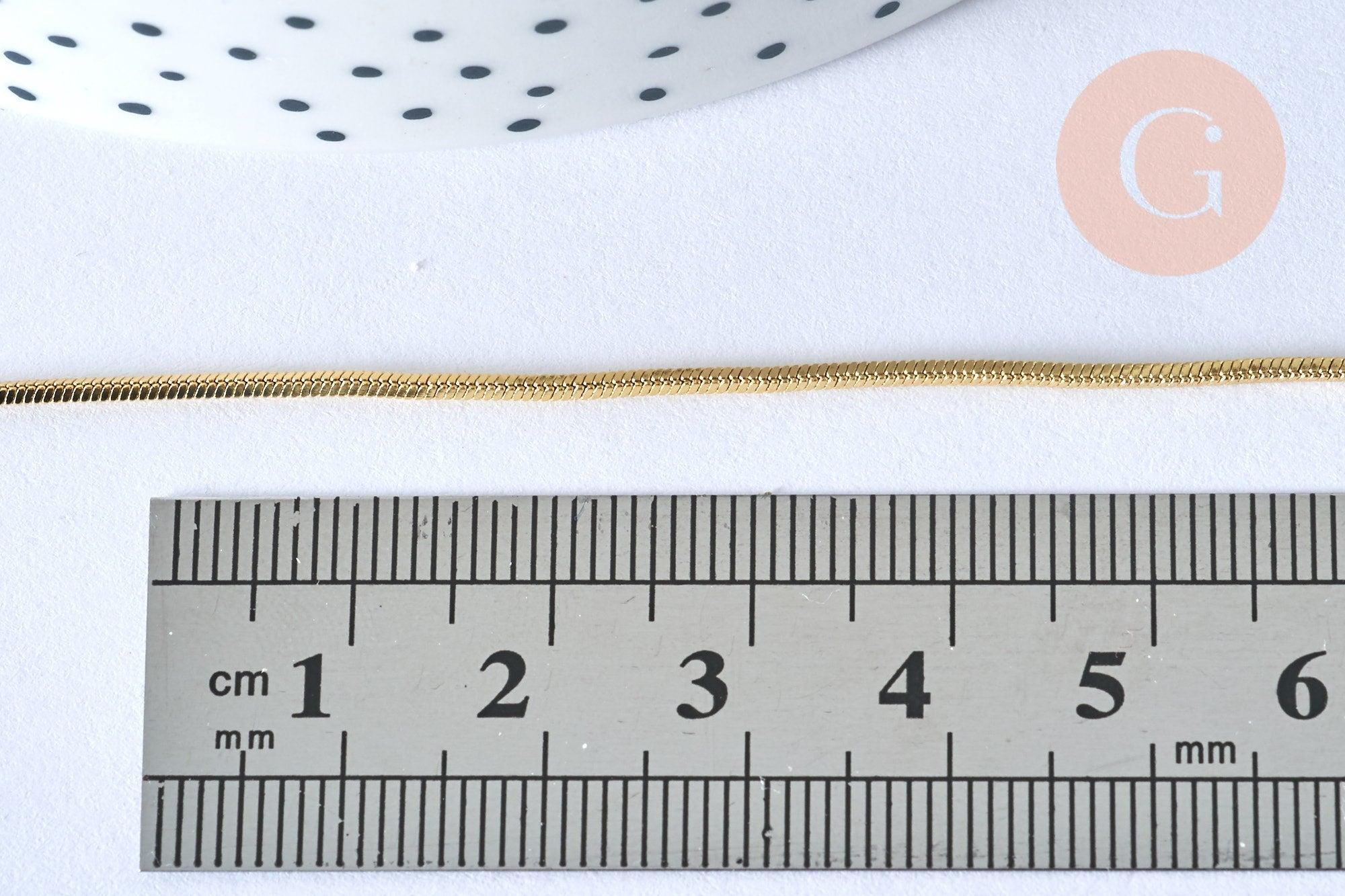 Collier Chaine dorée serpent laiton doré 14K,chaine fine dorée,chaine collier, chaine complète,1.5 mm, 45cm, x1 (G0937)