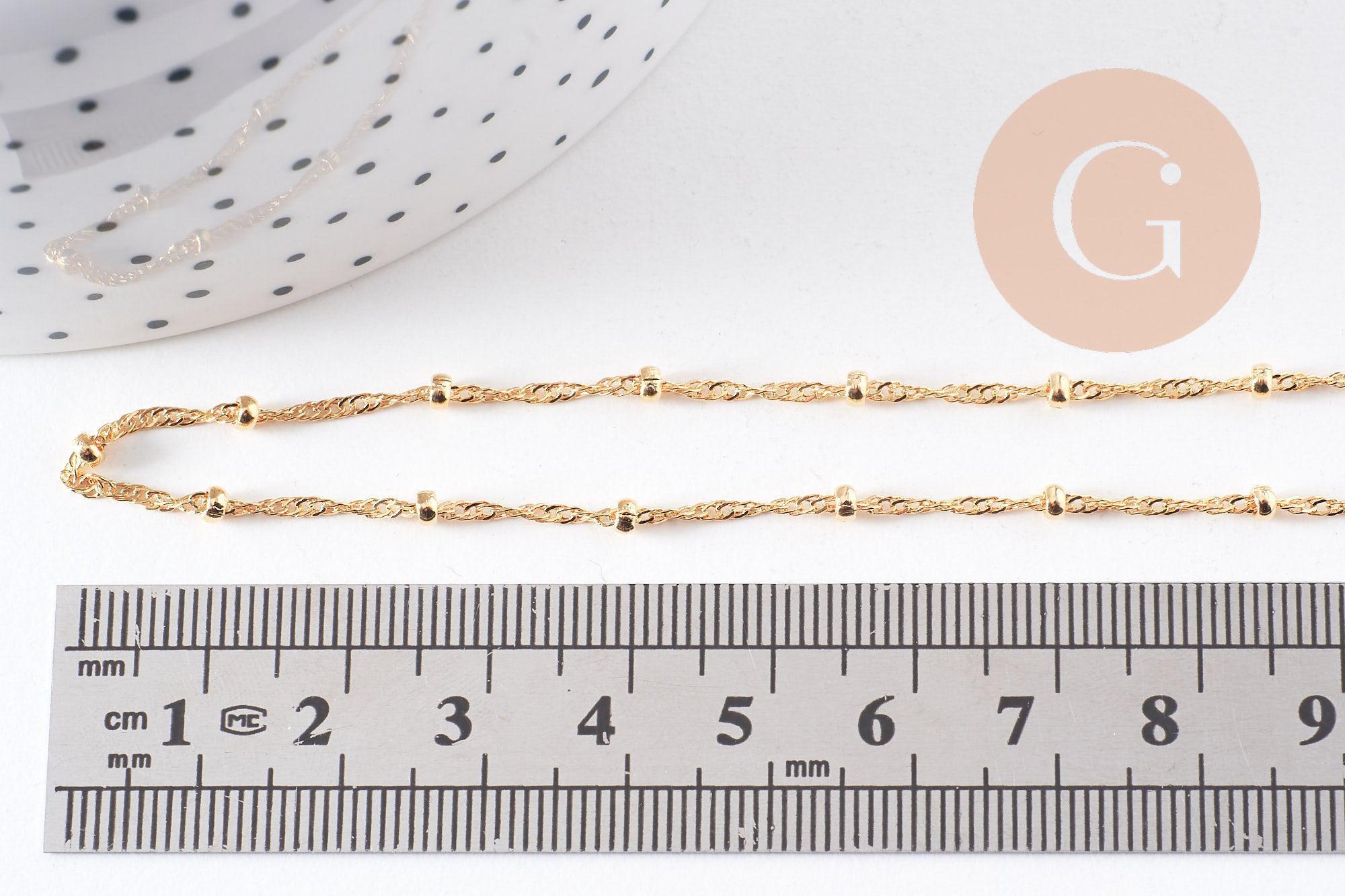 Collier Chaine fine complète avec fermoir cuivre doré singapour 16K 1.3 mm-45cm, x1 (G0635)