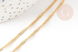Collier Chaine fine dorée maille singapour 16K 2.5 microns avec extension 1.5 mm- 45/50cm, collier complète dorée avec fermoir, x1 G9240