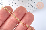 Collier Chaine maille rectangle acier inoxydable doré avec fermoir 10x3.5mm, x1 (G4819)