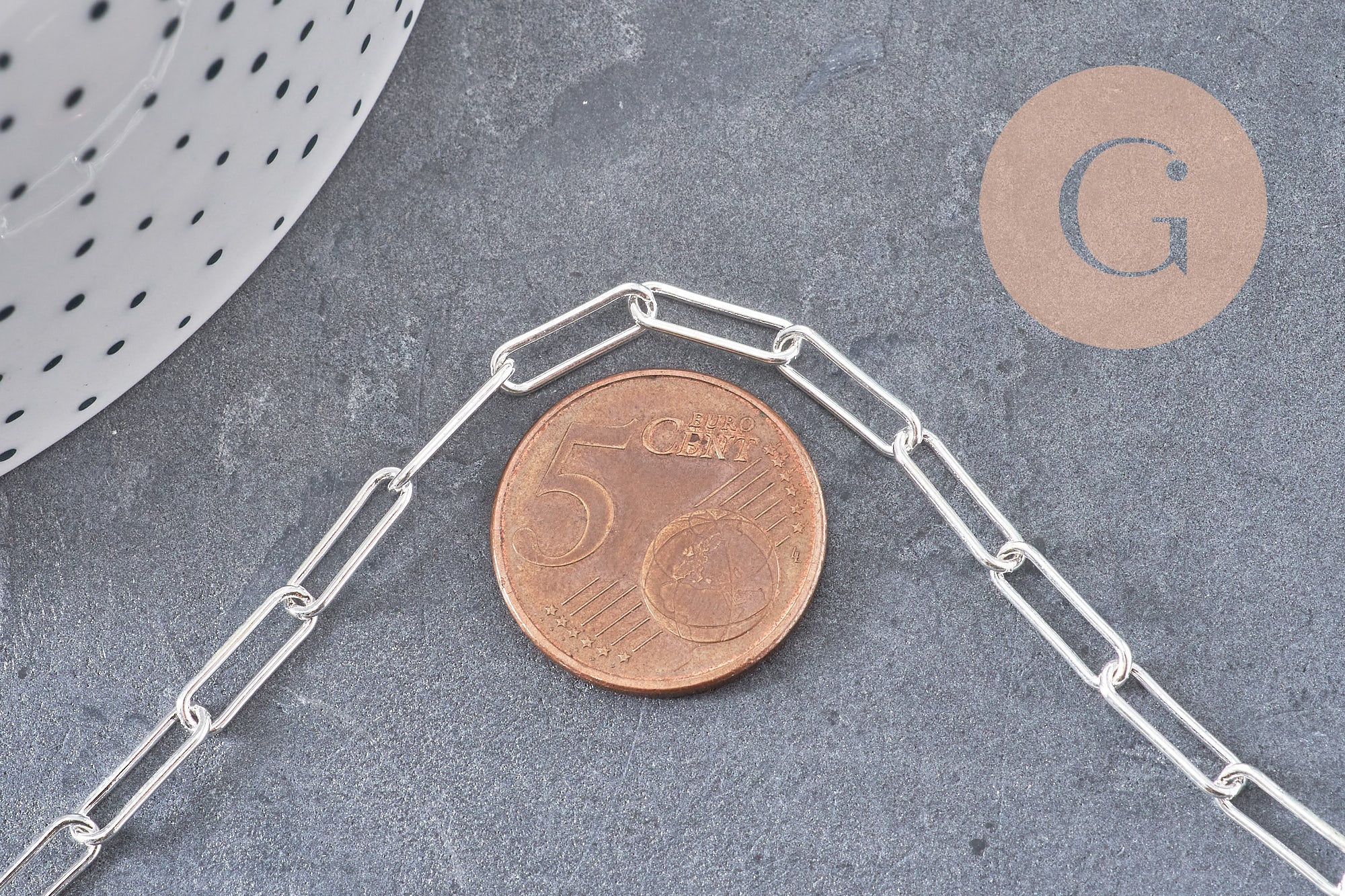 Collier Chaine maille rectangle laiton argentée complète avec fermoir 12x3.5mm, x1 (G3171)