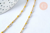 Collier Collier Chaine laiton doré 18k fantaisie résine jaune 2mm 40cm, x1 G3487
