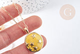 Collier Collier médaille étoile émaillée doré 304 inoxydable émaillé 45-50mm, x1 (G7647)