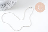 Collier chaine Boule complete fer argenté 1.5mm/40cm, x1 (G1680)