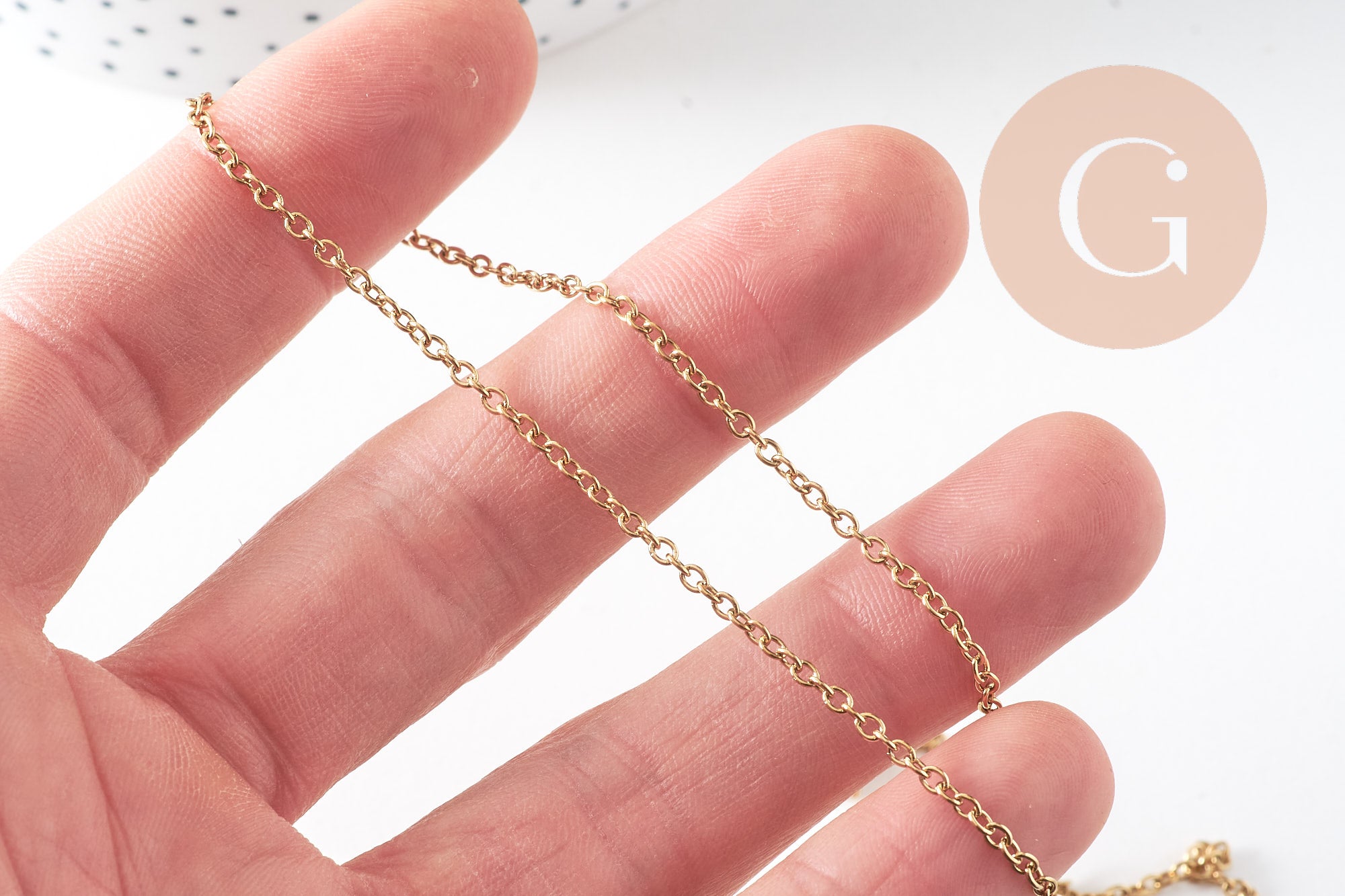 Collier chaine avec fermoir acier 304 inoxydable doré IP 14k forçat 1.9mm/45cm,x1 (G2088)