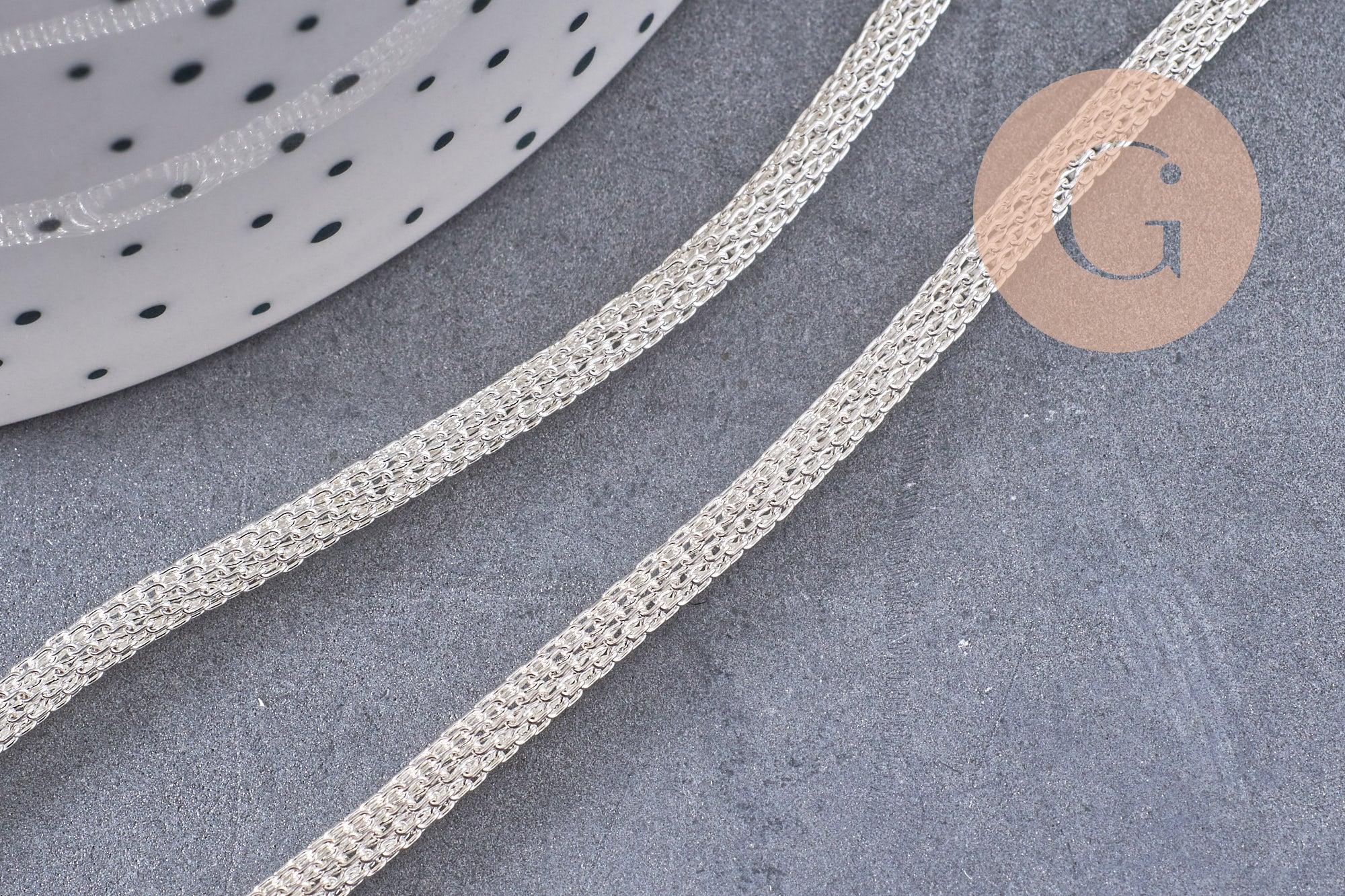 Collier chaine maille zamac argentée 5 mm/40cm, x1 (G1504)
