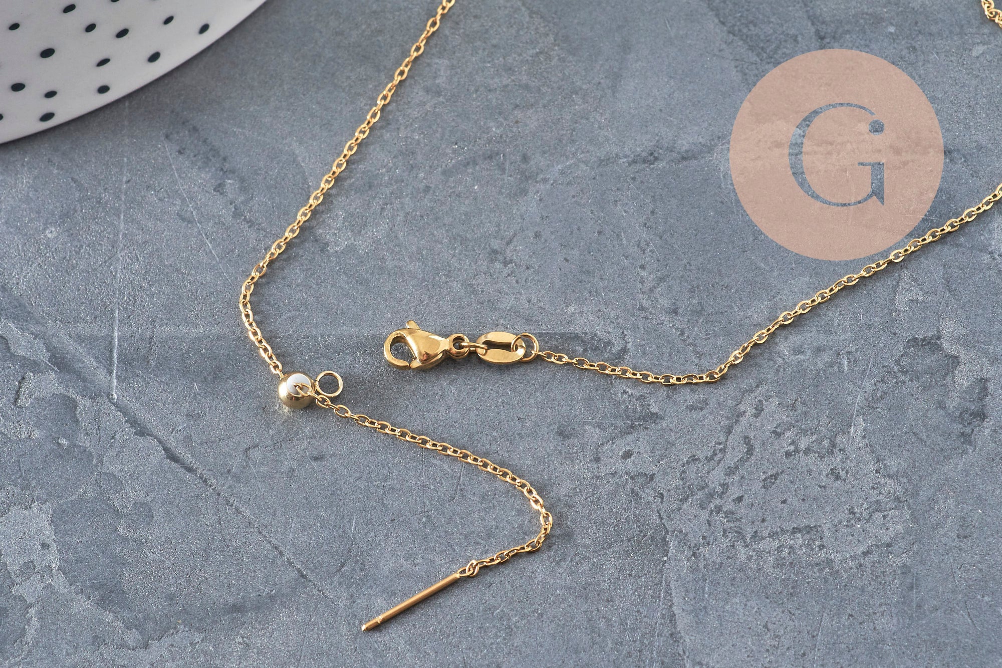 Adjustable 304 stainless steel gold IP 2mm/51cm curb chain necklace, x1 (G11257)