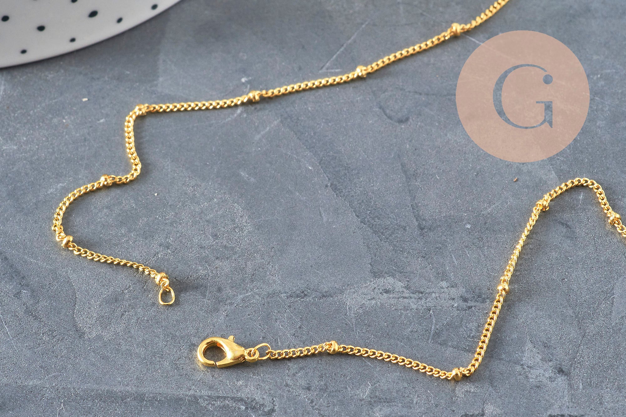 Satellite chain necklace, iron & gold-plated brass, 81.5cm, x1 (G11228)