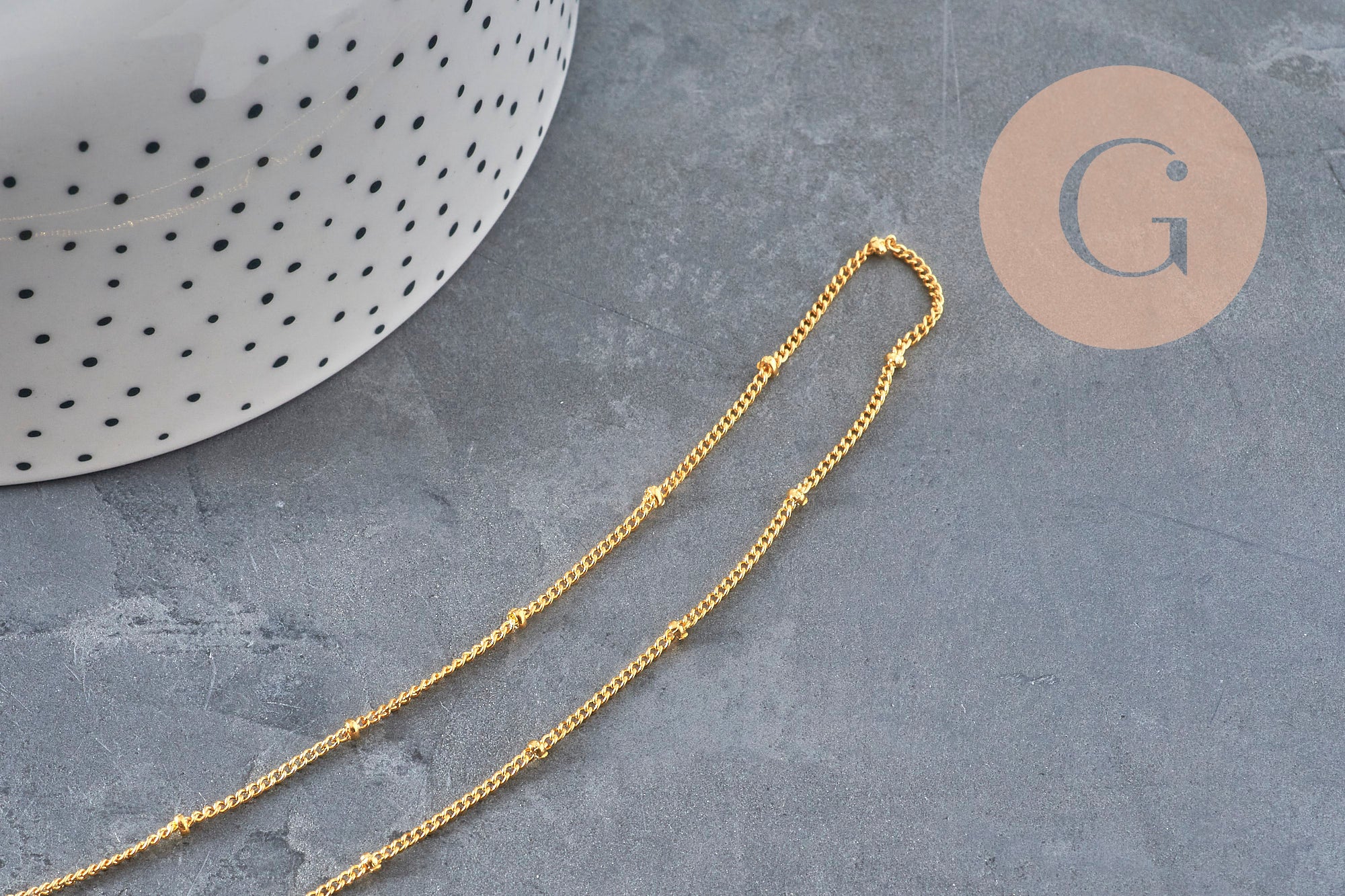 Satellite chain necklace, iron & gold-plated brass, 81.5cm, x1 (G11228)