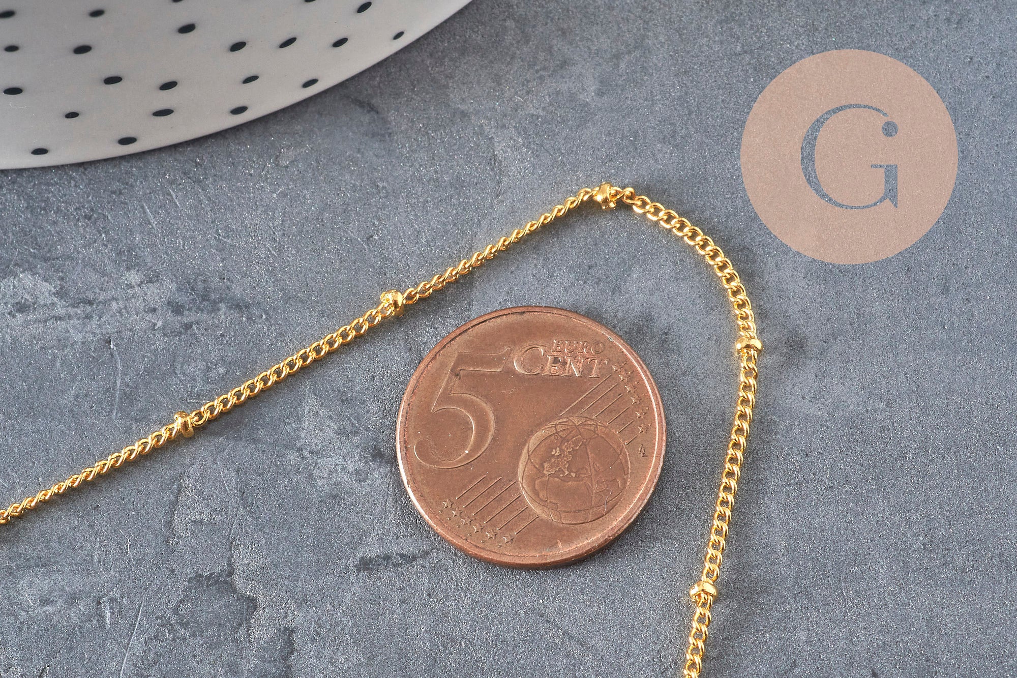 Satellite chain necklace, iron & gold-plated brass, 81.5cm, x1 (G11228)