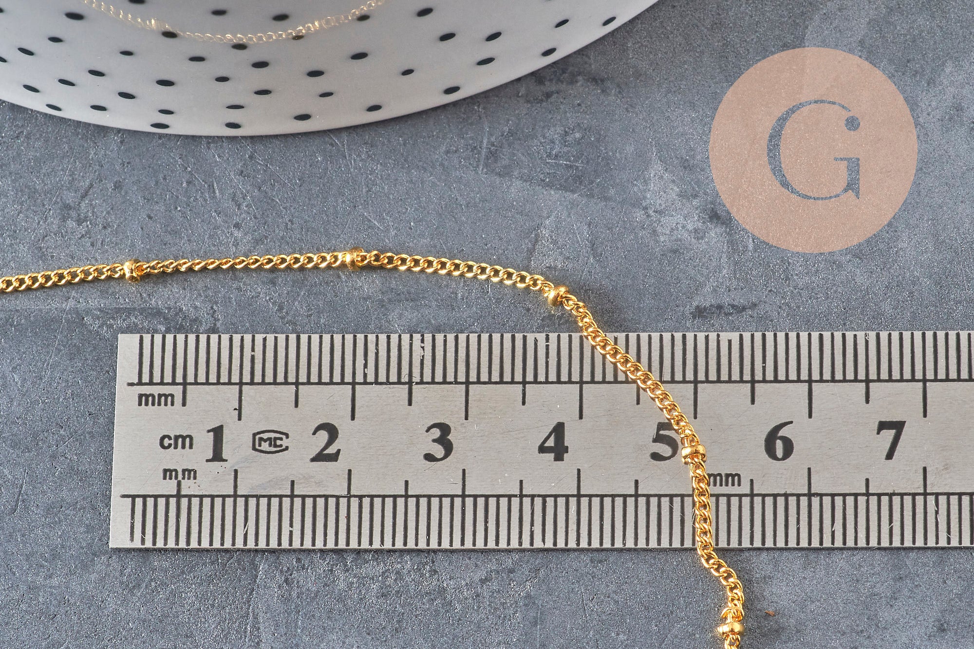 Satellite chain necklace, iron & gold-plated brass, 81.5cm, x1 (G11228)