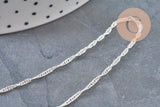 Collar cadena singapur acero inoxidable plateado 2mm/43cm, x1 (G11203)