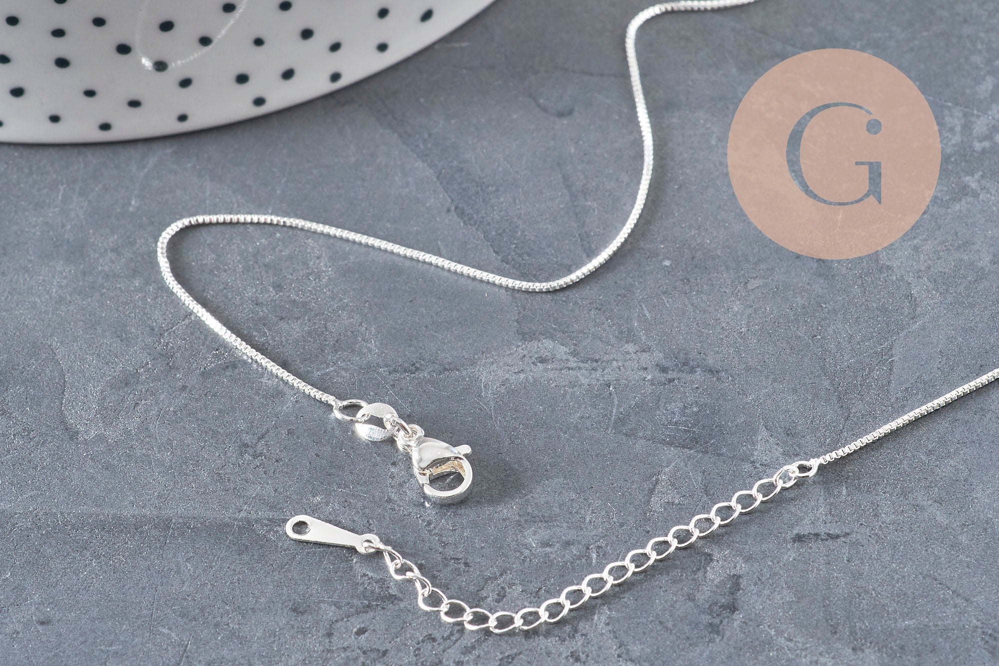 Silver-plated brass Venetian chain necklace 0.9mm/45cm, x1 (G11201)