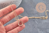 18K Gold Plated Brass Round Locket Photo Frame Necklace, x1 (G11087)