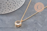 18K Gold Plated Brass Round Locket Photo Frame Necklace, x1 (G11087)