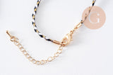 Collier médaille émaillée Oeil zamac doré, collier cordon tressé 45cm x1 (G10364-1)