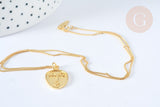 Collier médaille ovale visage moderne argent 925 doré 24K- 45cm,idée cadeau anniversaire, x1 (G7235)