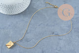 Collier pendentif locket enveloppe avec carte personnalisable acier 304 inoxydable doré IP, x1 (G10202)